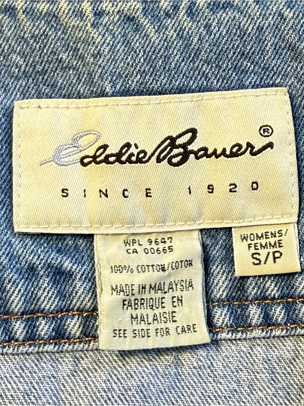 Eddie Bauer 90’s Vintage Light Wash Utility Denim Vest 100% Cotton Size Small - Picture 2 of 9